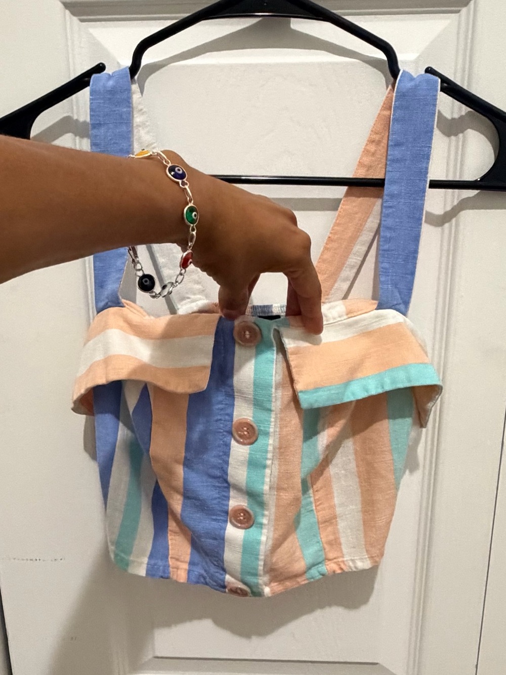 Striped Pastel Mini Bag in Peach, Blue & Mint